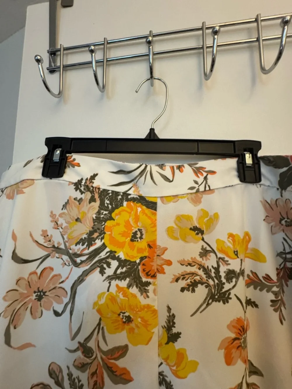 LOFT Floral Wide-Leg Pants in Yellow, Orange & Green on White - Picture 2 of 5